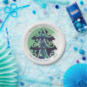 フェスティバルグリーンクリスマスツリーファミリーホリデー ペーパープレート (パーティー)