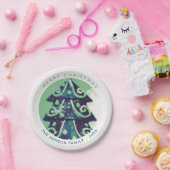 フェスティバルグリーンクリスマスツリーファミリーホリデー ペーパープレート (パーティー)