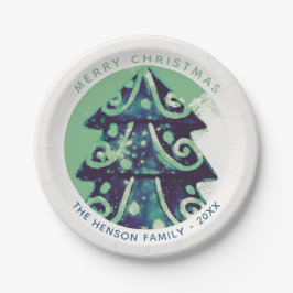フェスティバルグリーンクリスマスツリーファミリーホリデー ペーパープレート