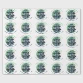 フェスティバルグリーンクリスマスツリーファミリーホリデー ラッピングペーパー (フラット)