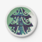 フェスティバルグリーンクリスマスツリーホリデイズ ペーパープレート (正面)