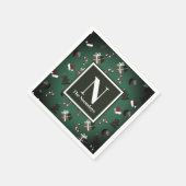 フェスティバルグリーンクリスマスパターン スタンダードカクテルナプキン (角)