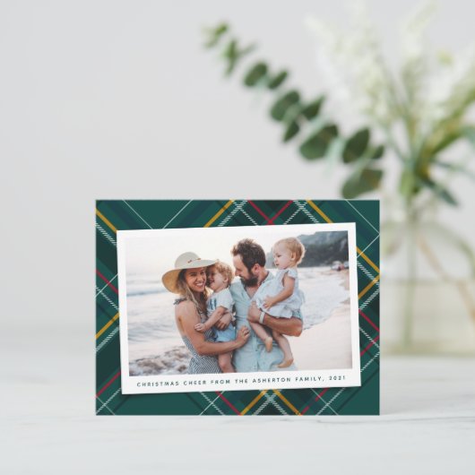 フェスティバルグリーンクリスマスプレイド1枚 シーズンポストカード (スタンド正面)