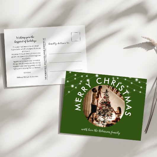 フェスティバルグリーンクリスマスホリデーフォト ポストカード
