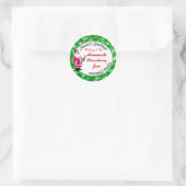 フェスティバルグリーンクリスマス食品ラベル ラウンドシール (バッグ)