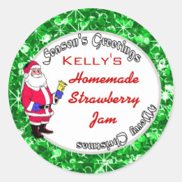 フェスティバルグリーンクリスマス食品ラベル ラウンドシール