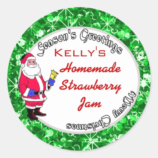 フェスティバルグリーンクリスマス食品ラベル ラウンドシール (正面)