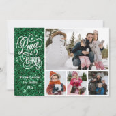 フェスティバルグリーングリッターピースオンアースモダン写真 シーズンカード (正面)