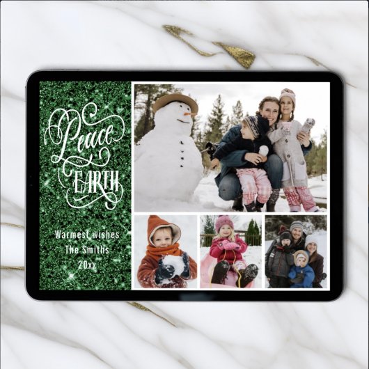 フェスティバルグリーングリッターピースオンアースモダン写真 シーズンカード