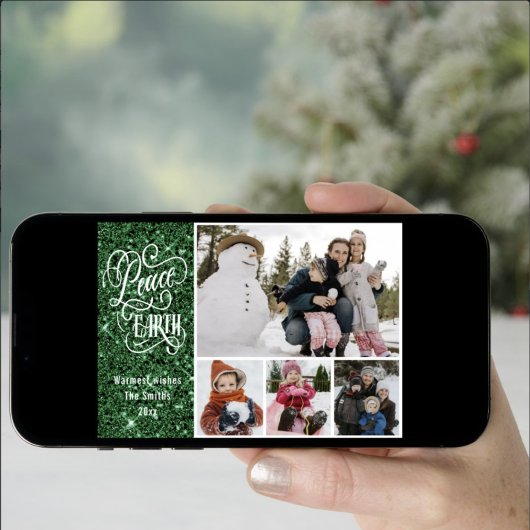 フェスティバルグリーングリッターピースオンアースモダン写真 シーズンカード