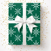 フェスティバルグリーンスノーフレークスクリスマス ラッピングペーパー