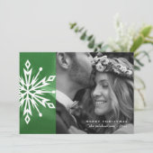 フェスティバルグリーンスノーフレークメリークリスマスフォト シーズンカード (スタンド正面)