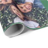 フェスティバルグリーンスノーフレーク写真コラージュクリスマス ラッピングペーパー (ロールコーナー)