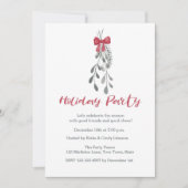 フェスティバルグリーンズレッドボウホリデーパーティー招待状 招待状 (正面)