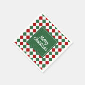 フェスティバルグリーンチェックメリークリスマス スタンダードカクテルナプキン (角)