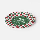 フェスティバルグリーンチェックメリークリスマス ペーパープレート (アングル)