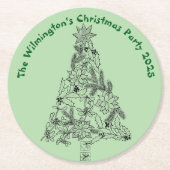 フェスティバルグリーンツリークリスマスパーティー ラウンドペーパーコースター (正面)