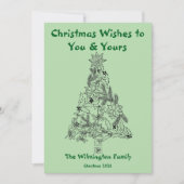 フェスティバルグリーンツリーファミリークリスマスフラット カード (正面)