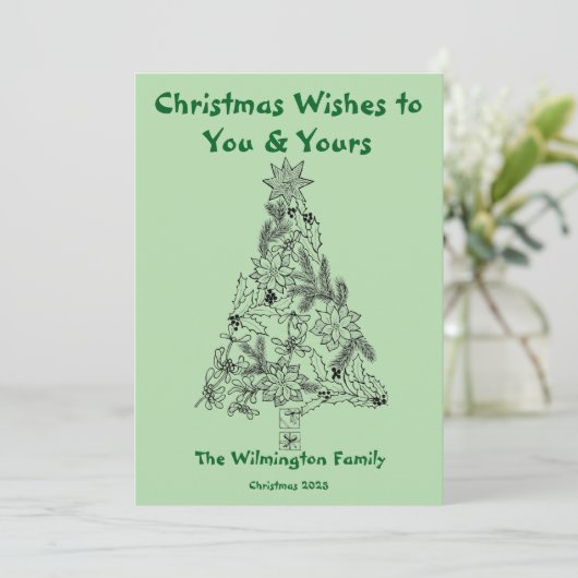 フェスティバルグリーンツリーファミリークリスマスフラット カード (スタンド正面)