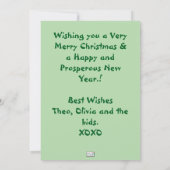 フェスティバルグリーンツリーファミリークリスマスフラット カード (裏面)