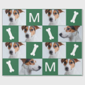 フェスティバルグリーンドッグボーンズ写真コラージュクリスマス ラッピングペーパー (フラット)