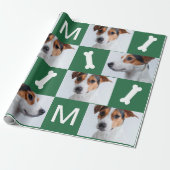 フェスティバルグリーンドッグボーンズ写真コラージュクリスマス ラッピングペーパー (アンロールド)