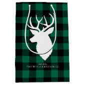 フェスティバルグリーンバッファロープレイドパターン ミディアムペーパーバッグ (正面)