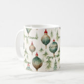 フェスティバルグリーンパインツリーズ&オーナメントホリデーマグ コーヒーマグカップ (正面左)