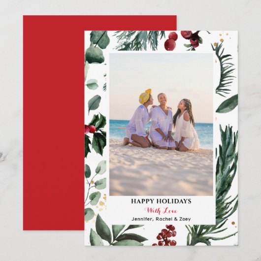 フェスティバルグリーンパインバウベリーメリークリスマス シーズンカード (正面/裏面)