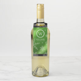 フェスティバルグリーンフォイル雪片モノグラム名ボトル ボトルネックタグ