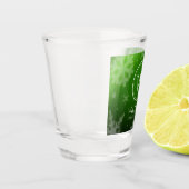 フェスティバルグリーンフォイル雪片モノグラム名 ショットグラス (左)