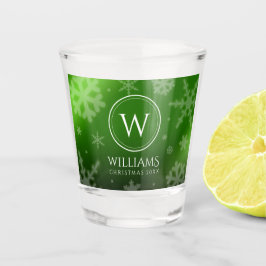 フェスティバルグリーンフォイル雪片モノグラム名 ショットグラス