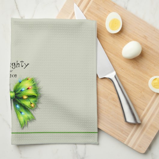 フェスティバルグリーンフューリーボウライトいけなまたはニース キッチンタオル (四つ折り)