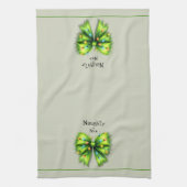 フェスティバルグリーンフューリーボウライトいけなまたはニース キッチンタオル (縦)