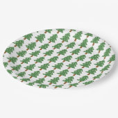 フェスティバルグリーンブラウンのクリスマスツリーパターン ペーパープレート (アングル)