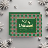 フェスティバルグリーンプレイドクリスマス金ゴールド 箔シーズンカード