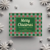 フェスティバルグリーンプレイドクリスマス金ゴールド 箔シーズンカード