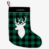 フェスティバルグリーンプレイドパターン スモールクリスマスストッキング (正面)