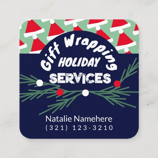 フェスティバルグリーンプロフェッショナルギフトラップサービス スクエア名刺 (正面)
