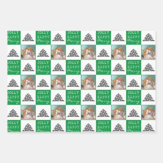 フェスティバルグリーンペットフォトクリスマスツリー ラッピングペーパーシート (正面)