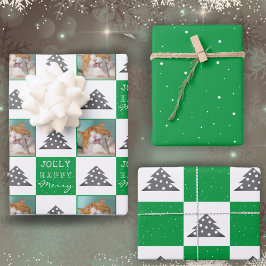 フェスティバルグリーンペットフォトクリスマスツリー ラッピングペーパーシート