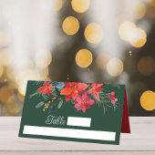 フェスティバルグリーンホリデーポインセティシアクリスマス結婚ズ プレイスカード