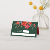 フェスティバルグリーンホリデーポインセティシアクリスマス結婚ズ プレイスカード (正面)