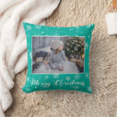 フェスティバルグリーンホワイトスノーフレーククリスマス2写真 クッション (ブランケット)