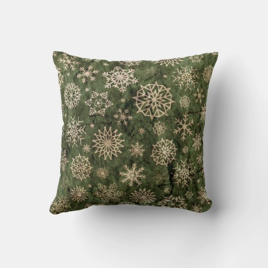 フェスティバルグリーンホワイトスノーフレークスクリスマスホリデー クッション (裏面)