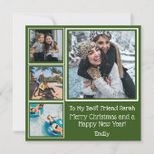 フェスティバルグリーンホワイトフォトフ最高のレンドクリスマス カード