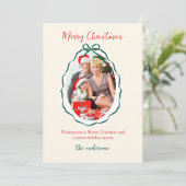 フェスティバルグリーンボウフレームフォトクリスマス シーズンカード (スタンド正面)