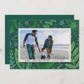 フェスティバルグリーンボタニカルクリスマスフォトクリスマス シーズンカード (正面/裏面)