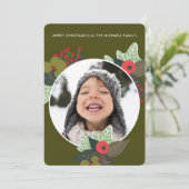 フェスティバルグリーンボタニカルサークル写真クリスマス シーズンカード (スタンド正面)