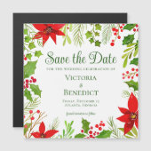 フェスティバルグリーンボタニカルホリデーザデイト マグネット招待状 (正面/裏面)